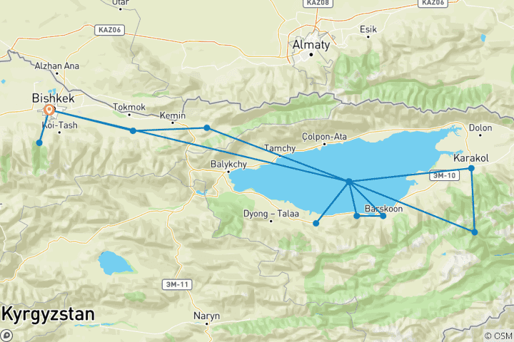 Map of Kyrgyzstan: Mountains, Yurts & Lakes