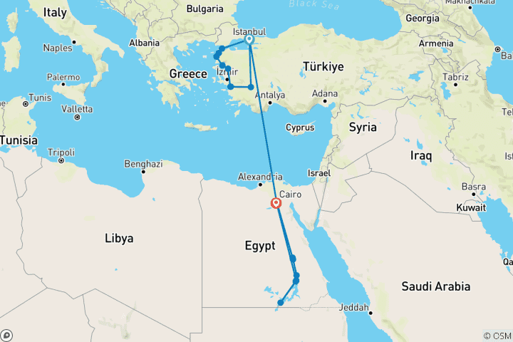 Carte du circuit Les merveilles du monde antique : Turquie et Égypte