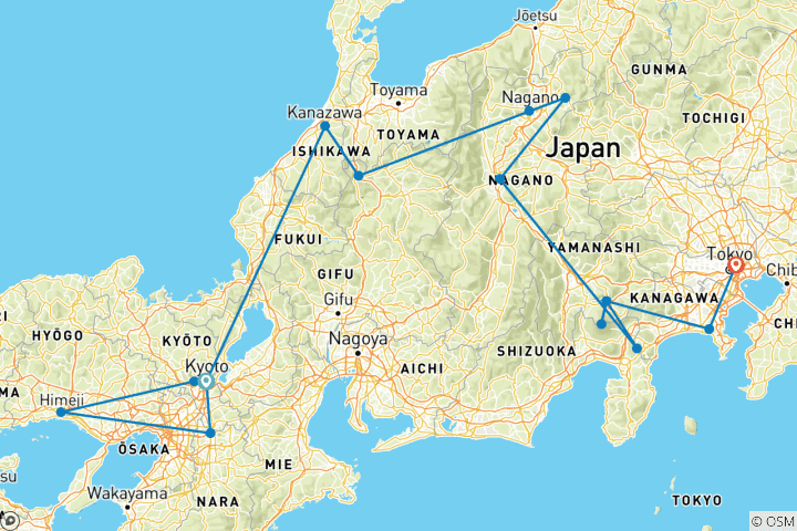 Karte von Rundreise - Japan Taka