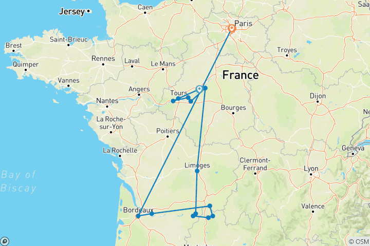 Karte von Traumhaftes Frankreich (15 Destinationen)