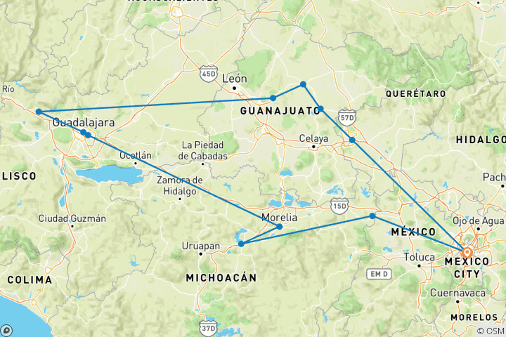 Map of Corners of Mexico (12 destinations)