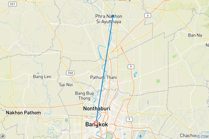 Mapa de Lo imprescindible de Bangkok y Ayutthaya (3 destinos)