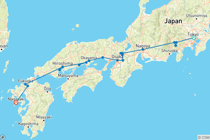 Carte du circuit Contrastes entre le Japon et Nagasaki