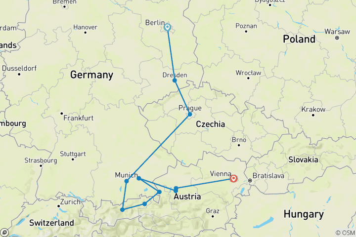 Karte von Drei Hauptstädte (11 Reiseziele)