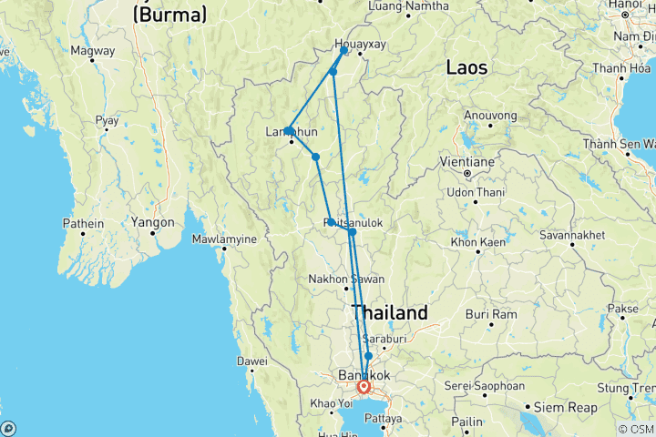 Mapa de Lo mejor de Tailandia: fin de viaje en Bangkok