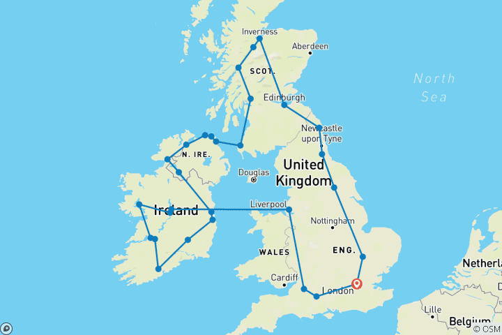 Map of Stories and Legends: United Kingdom, Scotland, and Ireland (52 destinations)