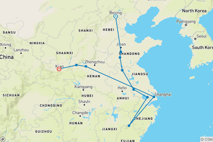 Map of Traditional China (11 destinations)
