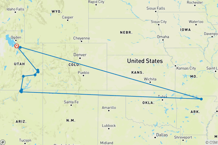 Map of Adventure Through the Icons of Utah and Arizona