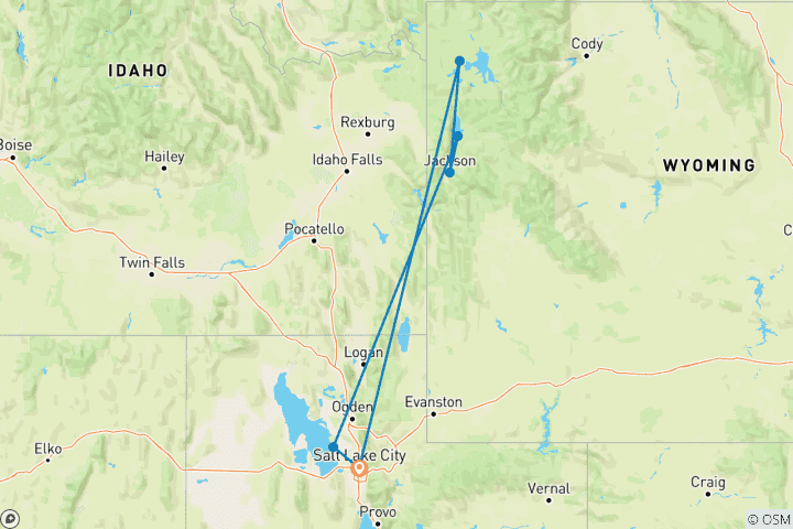 Map of Iconic Yellowstone: From Salt Lake City to the Geysers
