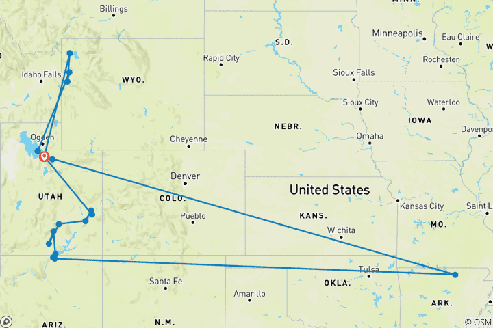 Map of Utah, Wyoming, and Arizona: The Ultimate American West Road Trip