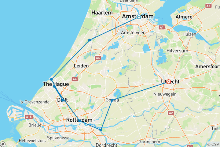 Carte du circuit Un printemps parfait aux Pays-Bas