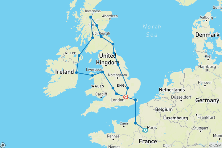 Map of Atlantic Europe (including Loch Ness)