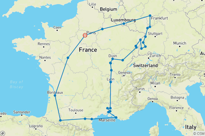 Carte du circuit Rêver de la France et de la Forêt Noire