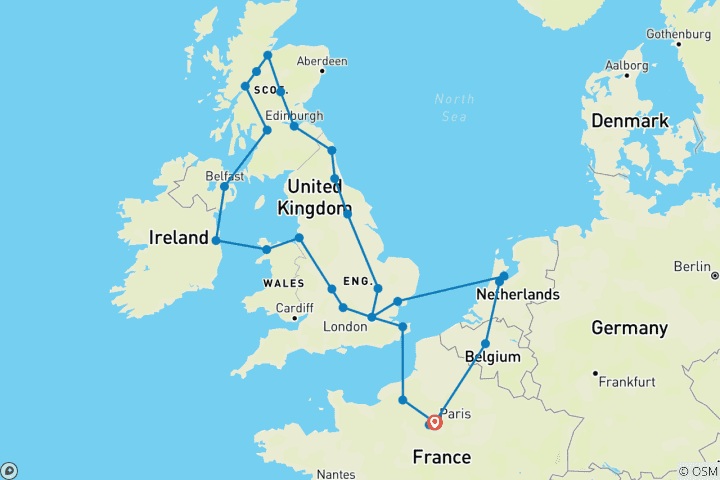 Map of Atlantic Countries (28 destinations)