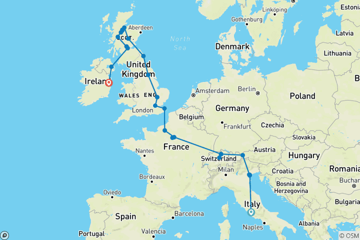 Carte du circuit Une aventure incroyable (32 destinations)