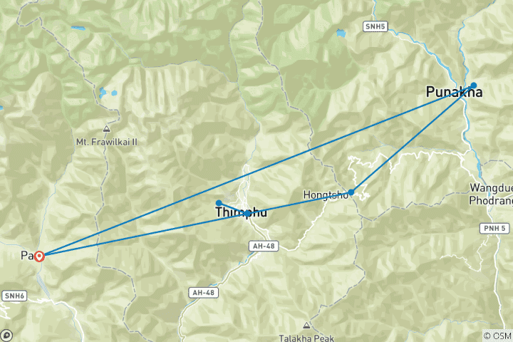 Carte du circuit Les incontournables du Bhoutan - Une aventure entre femmes
