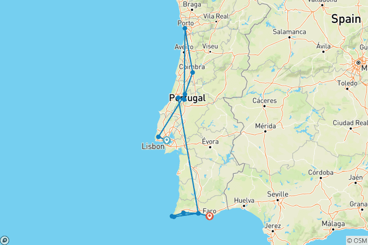 Karte von Portugal zum Kennenlernen und Meer