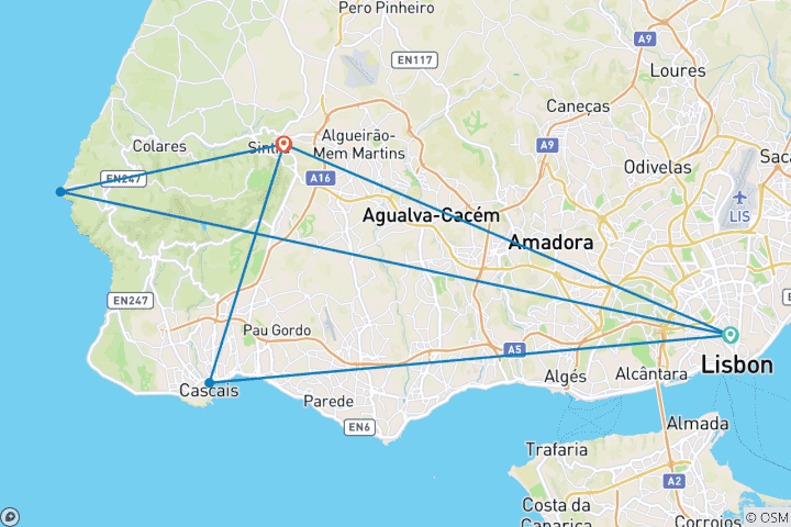 Kaart van De witte stad Lissabon en haar omgeving