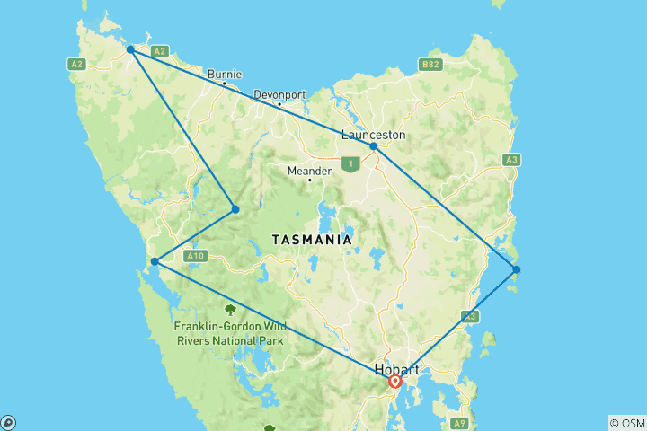 Carte du circuit Ultimate Tasmanie 2027-2028