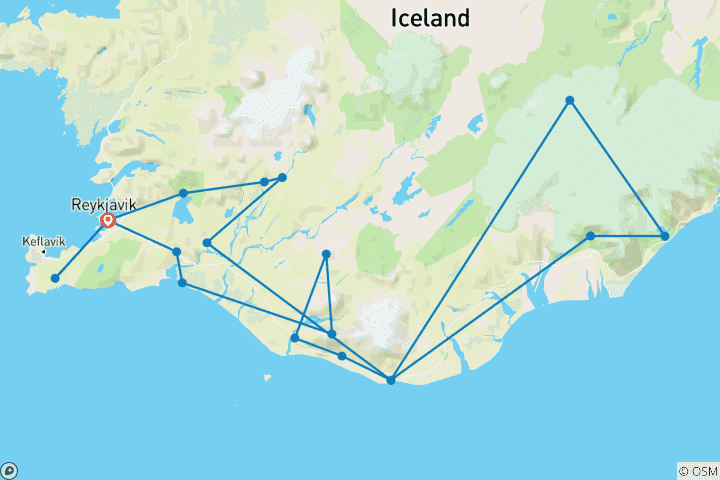 Mapa de Islandia bajo la aurora boreal