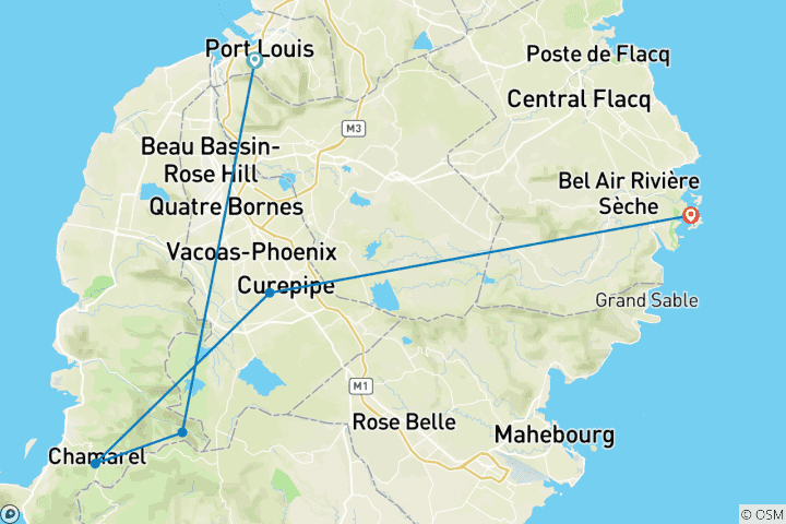 Map of Mauritius 4-Day Island Escape