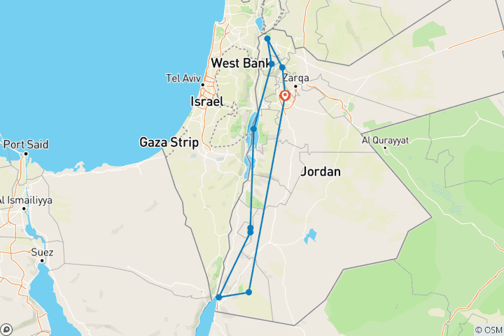 Karte von Jordanien Entdeckungsreise
