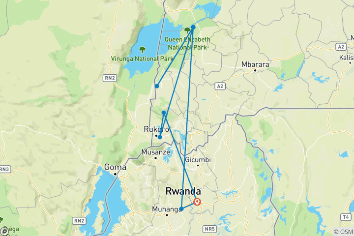Map of Remarkable Rwanda & Gorillas of Uganda (8 destinations)