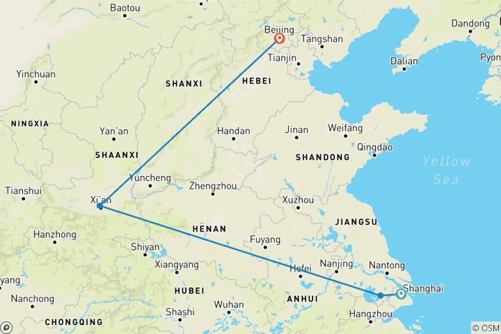 Map of Imperial China - Shanghai, Xian and Beijing