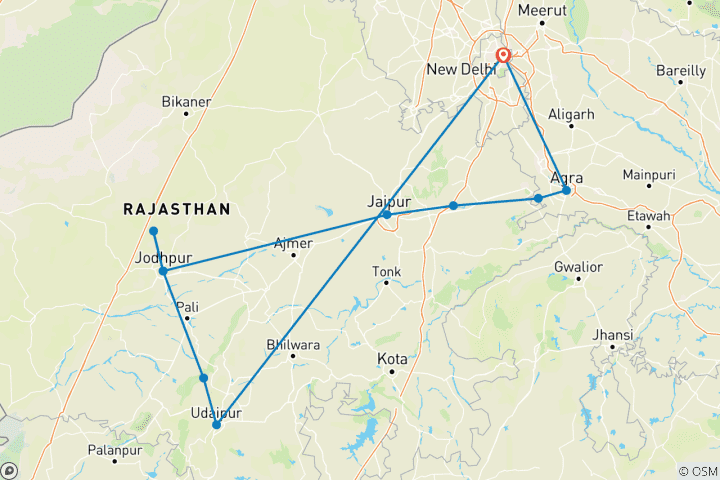 Map of India Rajasthan Royal and Mughal Heritage