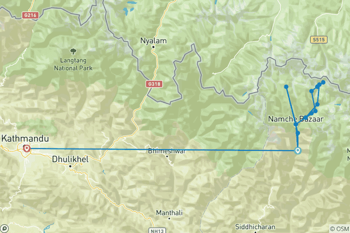 Carte du circuit Randonnée économique au camp de base de l'Everest au Népal