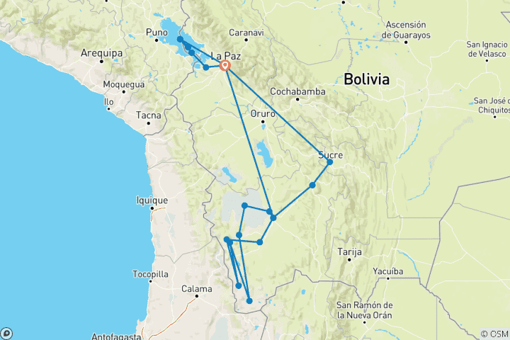 Carte du circuit Programme culturel en Bolivie