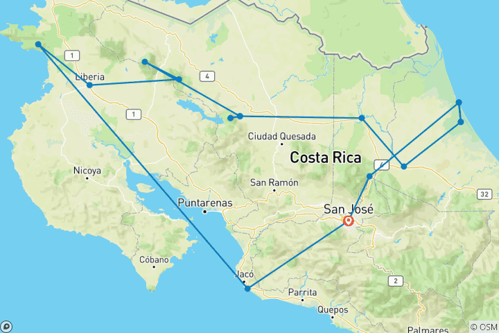 Kaart van Een groen avontuur – Ontdek het duurzame Costa Rica