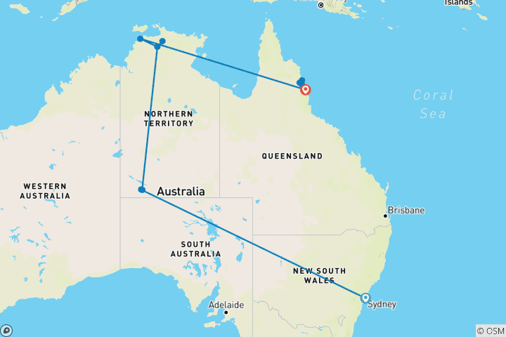 Karte von Flitterwochen in Australien