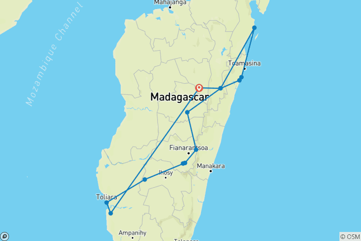 Carte du circuit Voyage en famille à Madagascar