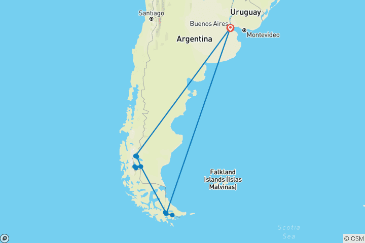 Kaart van Patagonië, Argentinië