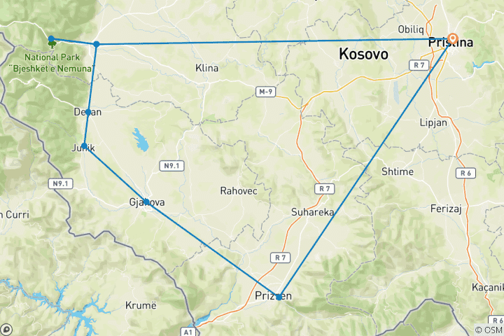Karte von Natur und Tradition im Kosovo