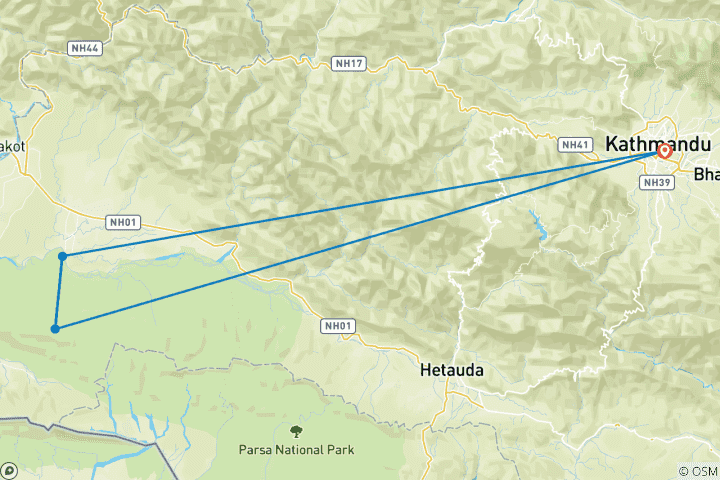Map of Nepal Independent Short Break: Chitwan National Park