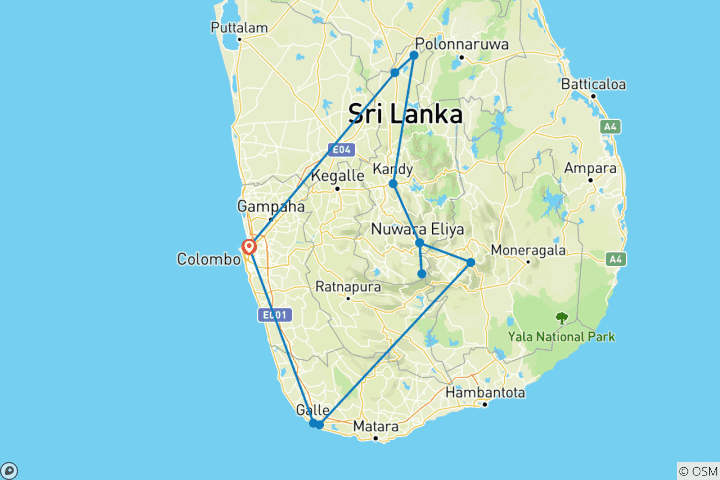 Mapa de Sri Lanka exprés