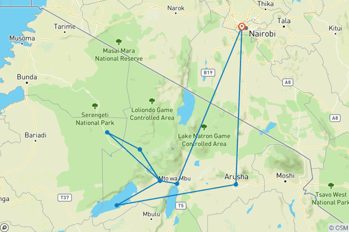 Carte du circuit Safari en famille en Tanzanie