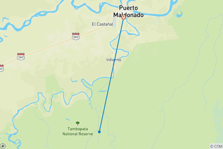 Mapa de Puerto Maldonado: Amazon Eco-Lodge Claylick, 4 días/3 noches