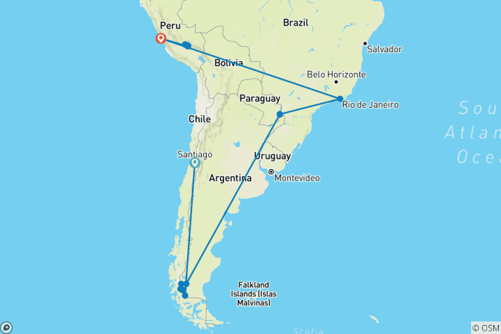 Mapa de Viajes: Lo mejor de la Patagonia, Brasil y Perú, según National Geographic