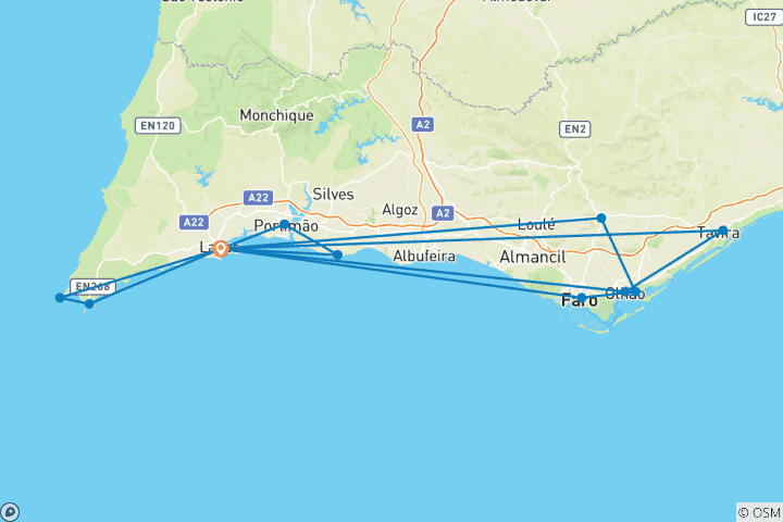 Kaart van Algarve-ontdekkingsreis