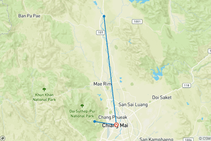 Mapa de Escapada Independiente a Chiang Mai