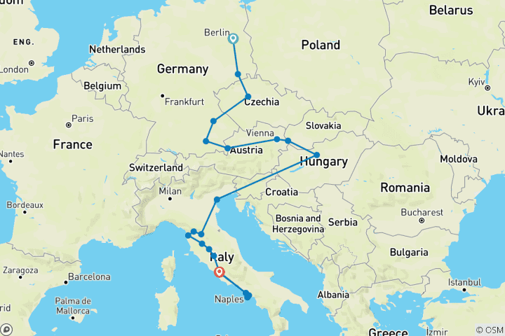 Mapa de Lo mejor de Europa Central e Italia