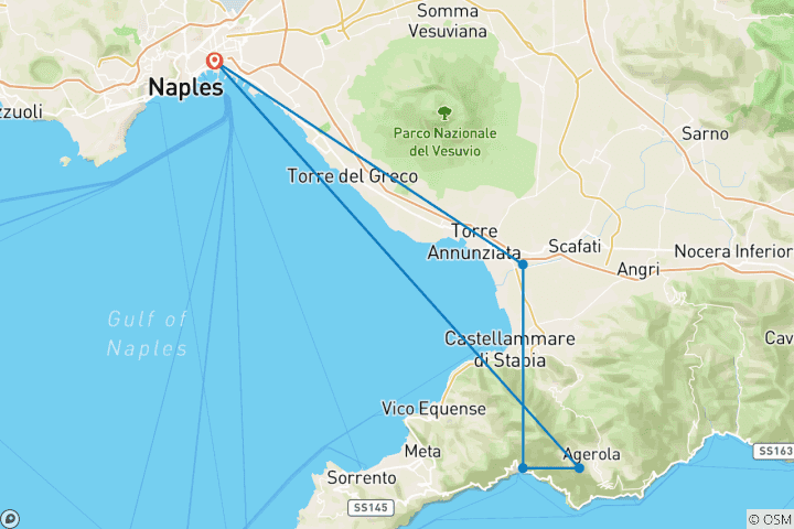 Kaart van Amalfi – Napels: een reis langs wandelpaden en culinaire hoogstandjes – 5 dagen