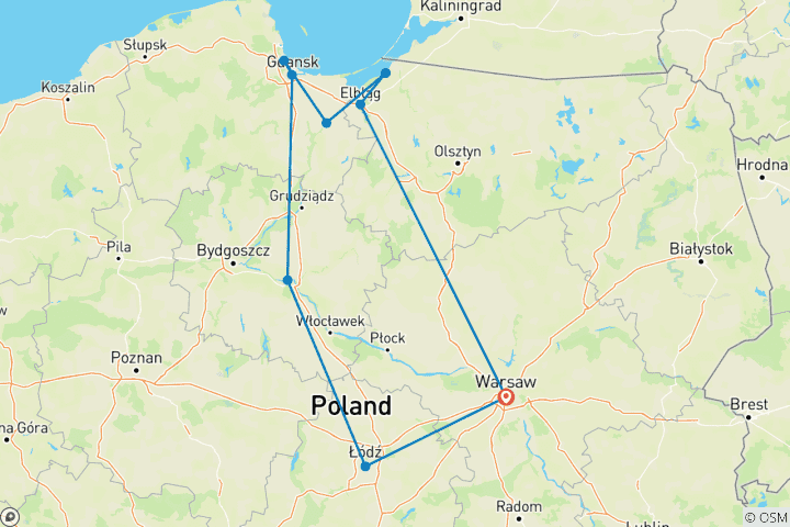 Map of Historic Poland Castles and Cultural Heritage - 6 days