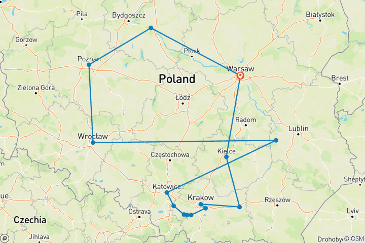 Map of Journey Through Poland's Historic Treasures - 8 days