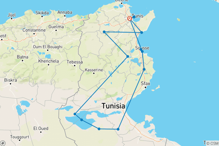 Kaart van Reiservaring in Tunesië - 8 dagen