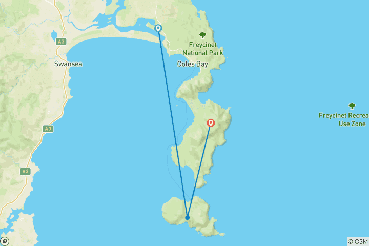 Carte du circuit Le circuit « Freycinet Experience » en Tasmanie
