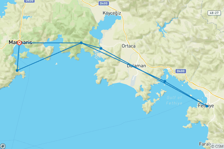Kaart van Klassieker | Marmaris - Golf van Fethiye (6-daagse Blauwe Cruise)
